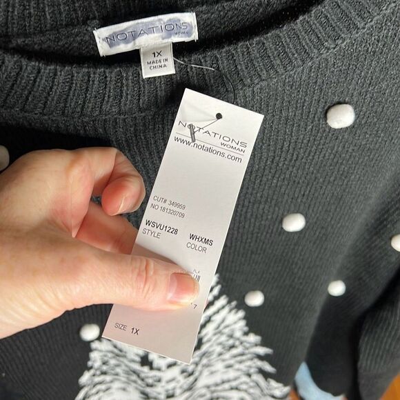 Notations Christmas Tree Ugly Sweater Nwt PlusSize 1X Navy Blue - Picture 4 of 5